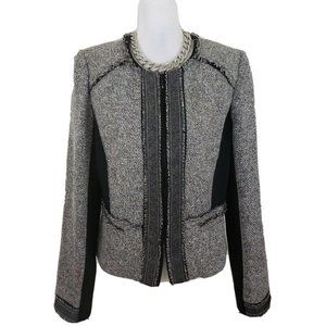 WHITE HOUSE BLACK MARKET ~Woman Size 14~ Black/White Tweed Moto Jacket NWT $150